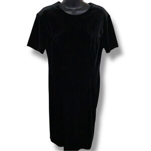 Vintage Size 8 Wayne Diamond Black Velour Dress Short Sleeve Goth  Stretch Y2K
